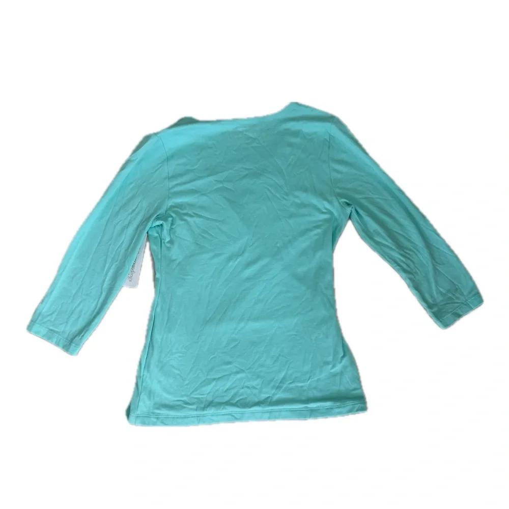 Soft Surroundings Alyssa Knit Wrap Top - Aqua - Size XS - NWT - Picture 2 of 5